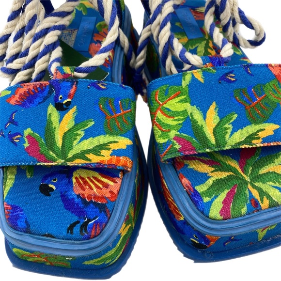 FARM Rio Blue Macaw Ankle Tie Platform Sandals - Picture 6 of 12